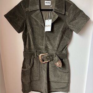 Mumu Olive Corduroy Belted dress